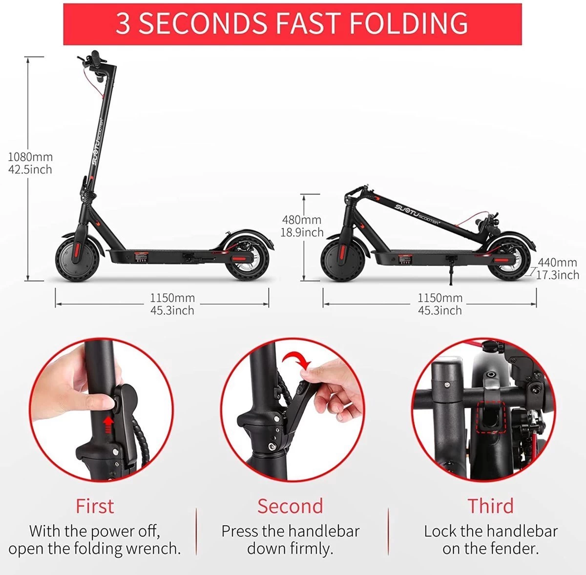 Suotu Elektrische Step R6 - 8.5" Wielen - 25km/u - 25 Bereik - Instelbaar Snelheid Via APP - Zwart 7 Suotu Elektrische Step R6 - 8.5" Wielen - 25km/u - 25 Bereik - Instelbaar Snelheid Via APP - Zwart - Afbeelding 7