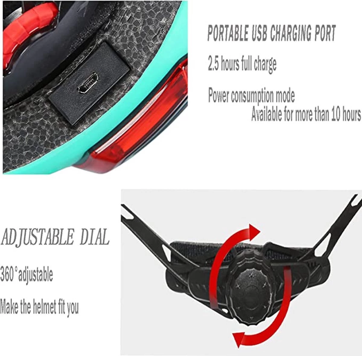 Fietshelm-Met Voor- En Achterlicht-Skatehelm -Maat-M-54 Tot 57cm-Helm Wit - LED Verlichting 3 Fietshelm-Met Voor- En Achterlicht-Skatehelm -Maat-M-54 Tot 57cm-Helm Wit - LED Verlichting - Afbeelding 3