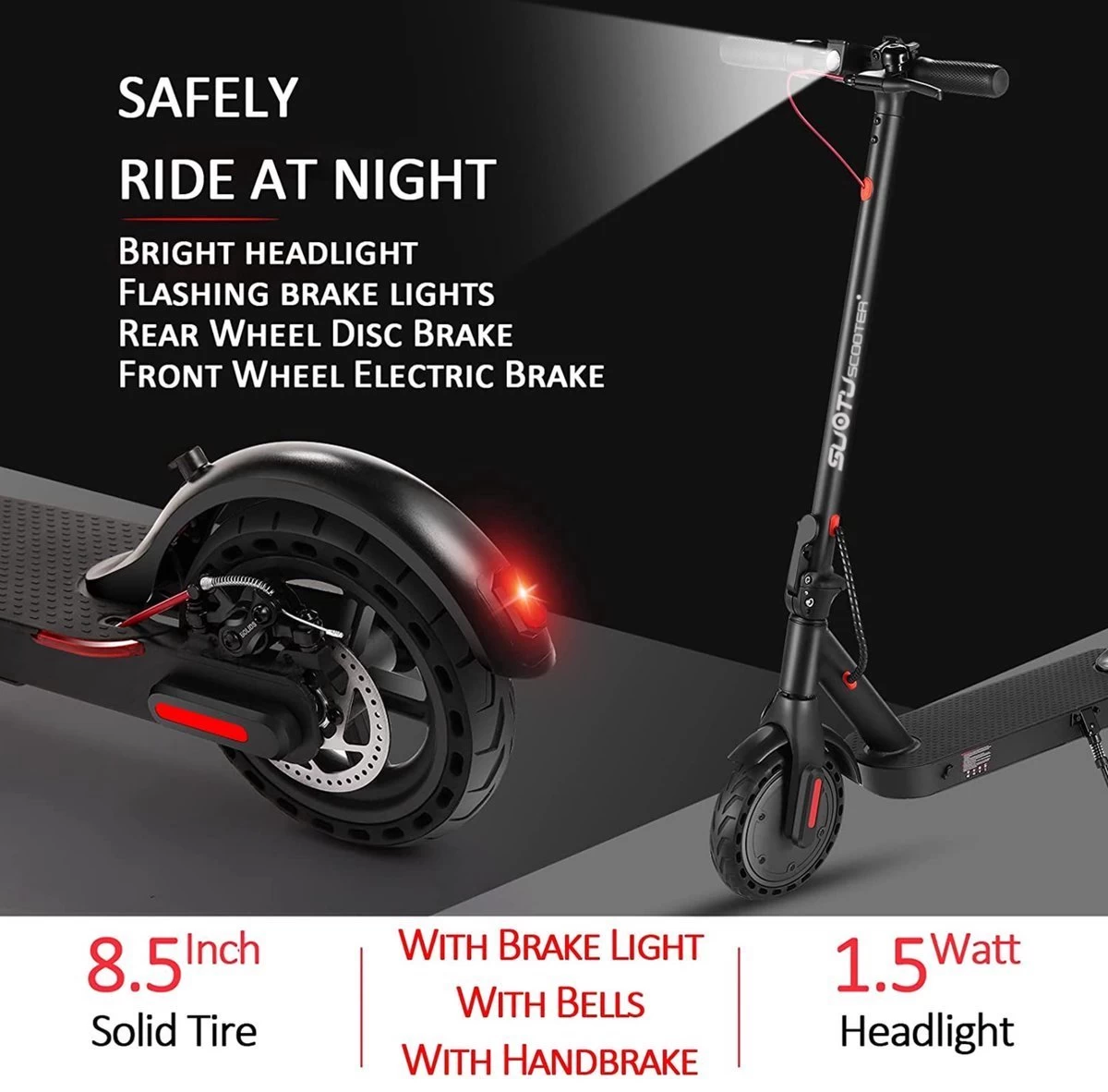 Suotu Elektrische Step R6 - 8.5" Wielen - 25km/u - 25 Bereik - Instelbaar Snelheid Via APP - Zwart 3 Suotu Elektrische Step R6 - 8.5" Wielen - 25km/u - 25 Bereik - Instelbaar Snelheid Via APP - Zwart - Afbeelding 3