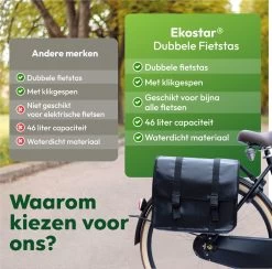 Ekostar® Online Shopping - Fietstassen Dubbel - Fietstas - Waterdicht - 46 L - Zwart - Fietstassen Elektrische Fietsen -Fiets Serie Winkel 1200x1185