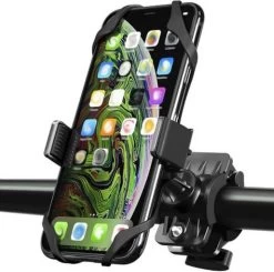 Merkloos Telefoonhouder Fiets Universeel - Stuur Telefoonhouder - 360 Draaibaar Telefoon Houder Fiets - Telefoonhouder Motor - Telefoonhouder Scooter -Zwart