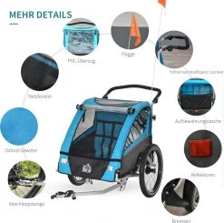 HOMCOM 3-in-1 Kinderaanhanger Jogger Fietskar Voor 2 Kinderen Aluminium 440-018 -Fiets Serie Winkel 1200x1189 10
