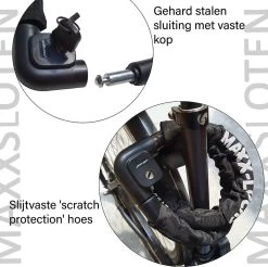 Maxx-Locks Bulls Kettingslot - Solid Pantserslot Uit Gehard Staal - Gebruik Slot Lock Motor Scooter Fiets Motorslot Scooterslot - Alternatief Voor Ketting Ringslot Cijferslot Kabelslot Beugelslot - Lengte 100CM Dikte 8MM - Zwart -Fiets Serie Winkel 1200x1194