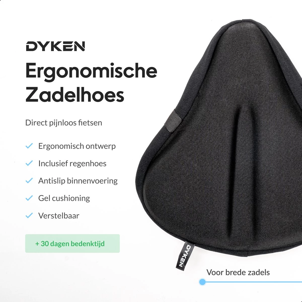 Dyken Zadelhoes Fiets Gel - Zadeldek - Universele Fietszadelhoes - Brede Zadels - Zwart 2 Dyken Zadelhoes Fiets Gel - Zadeldek - Universele Fietszadelhoes - Brede Zadels - Zwart - Afbeelding 2