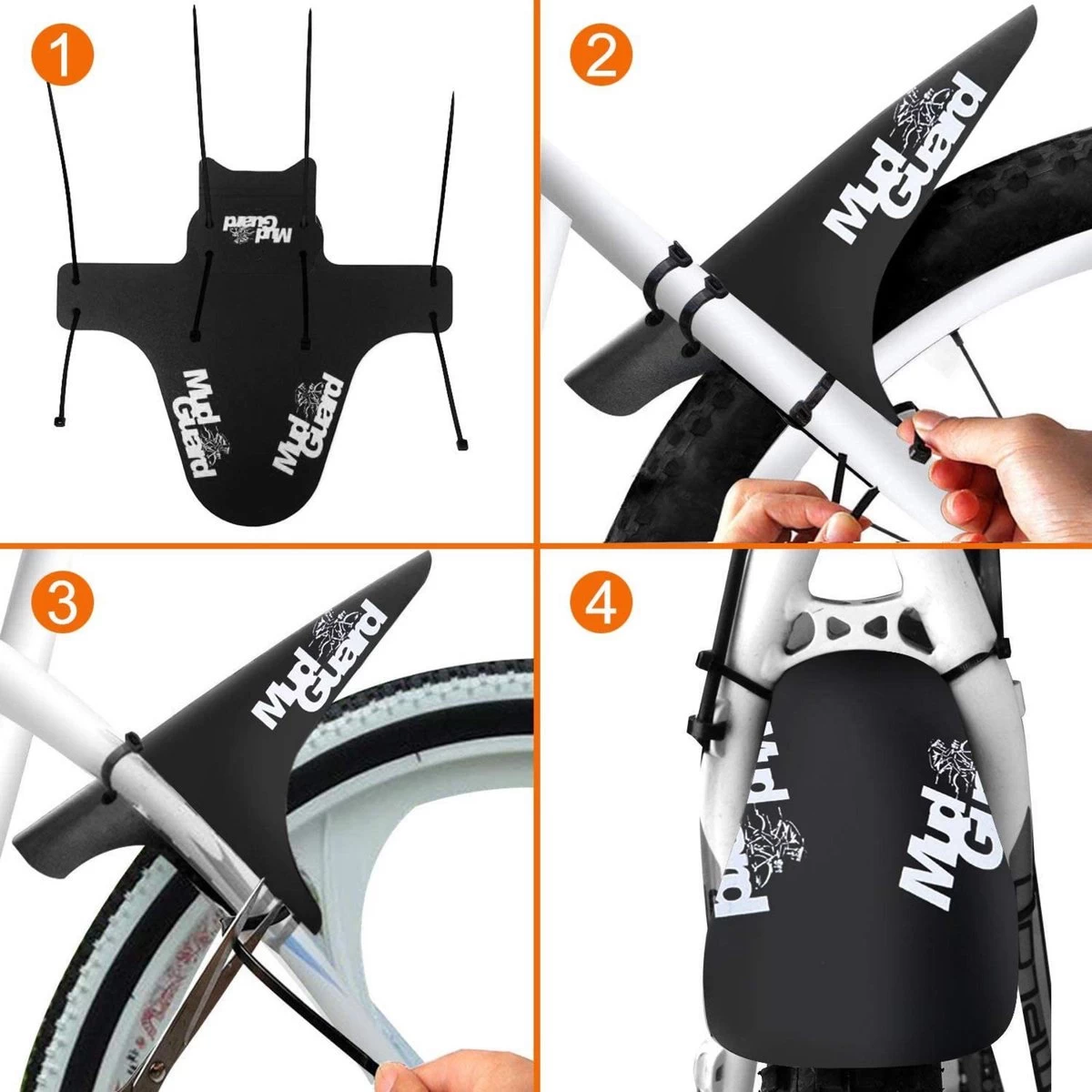 Nixnix - Mudguard MTB - Ass Saver - Universeel Spatbord Mountainbike - Eenvoudige Bevestiging Tie Wrap - Zwart Met Wit Print 3 Nixnix - Mudguard MTB - Ass Saver - Universeel Spatbord Mountainbike - Eenvoudige Bevestiging Tie Wrap - Zwart Met Wit Print - Afbeelding 3