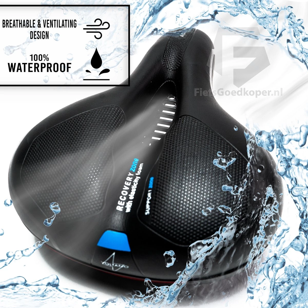 Voltano Fietszadel Met Gelpads - Zwart/Blauw - Uitsparing - Zadelvering - Unisex - Incl. Gratis Zadelstrop 3 Voltano Fietszadel Met Gelpads - Zwart/Blauw - Uitsparing - Zadelvering - Unisex - Incl. Gratis Zadelstrop - Afbeelding 3