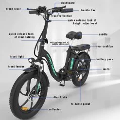 Hitway BK6 Elektrische Fiets | Opvouwbare E-bike | 20 Inch Fat Tire | 350W Motor | 10Ah | Zwart/Groen -Fiets Serie Winkel 1200x1200 1316