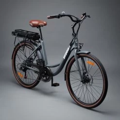 Elektrische Stadsfiets 26 '' (F264) - Stalen Frame - 6 Versnellingen Shimano - Schijfremmen - 10 Ah - Grijs -Fiets Serie Winkel 1200x1200 1335