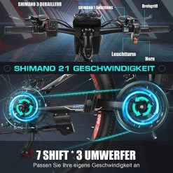 Myatu E-Bike 26-inch E-bike Voor Vrouwen En Mannen, Mountainbike Elektrische Fiets Met 36V 10.4AH Accu En Shimano 21 Versnellingen, 21 Versnellingen, Derailleur, 250 W-Zwart En Blauw -Fiets Serie Winkel 1200x1200 1358