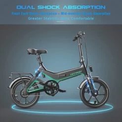 Merkloos Hitway 14F005 Elektrische Fiets E-bike | Opvouwbaar | 250W Motor | 7.5Ah | 16" | Zwart / Groen -Fiets Serie Winkel 1200x1200 1366