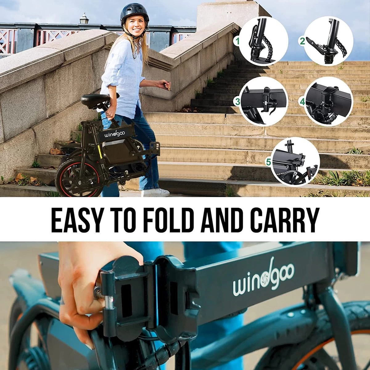 Windgoo B20 V2 - Smart E Bike - APP IOS Android - Elektrische Vouwfiets Zonder Gashandel - 250W - 14 Inch - 25 KM/H - Zwart 11 Windgoo B20 V2 - Smart E Bike - APP IOS Android - Elektrische Vouwfiets Zonder Gashandel - 250W - 14 Inch - 25 KM/H - Zwart - Afbeelding 11