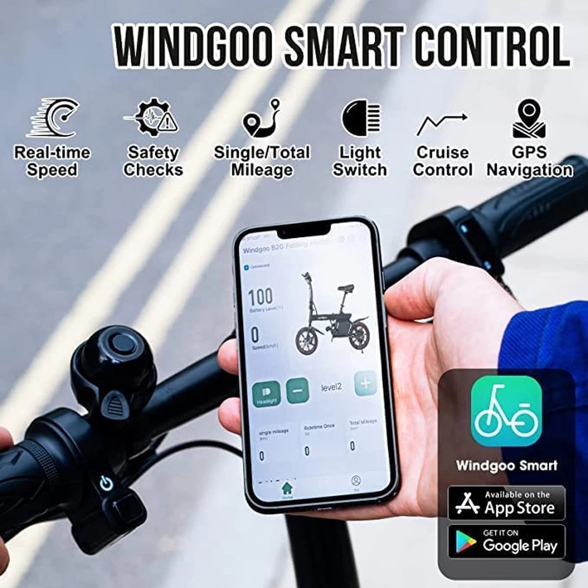 Windgoo B20 V3 - Elektrische Vouwfiets - E Bike - 250W 7.8Ah Batterij - APP IOS Android - 14 Inch - 25 KM/H - Zwart 14 Windgoo B20 V3 - Elektrische Vouwfiets - E Bike - 250W 7.8Ah Batterij - APP IOS Android - 14 Inch - 25 KM/H - Zwart - Afbeelding 14