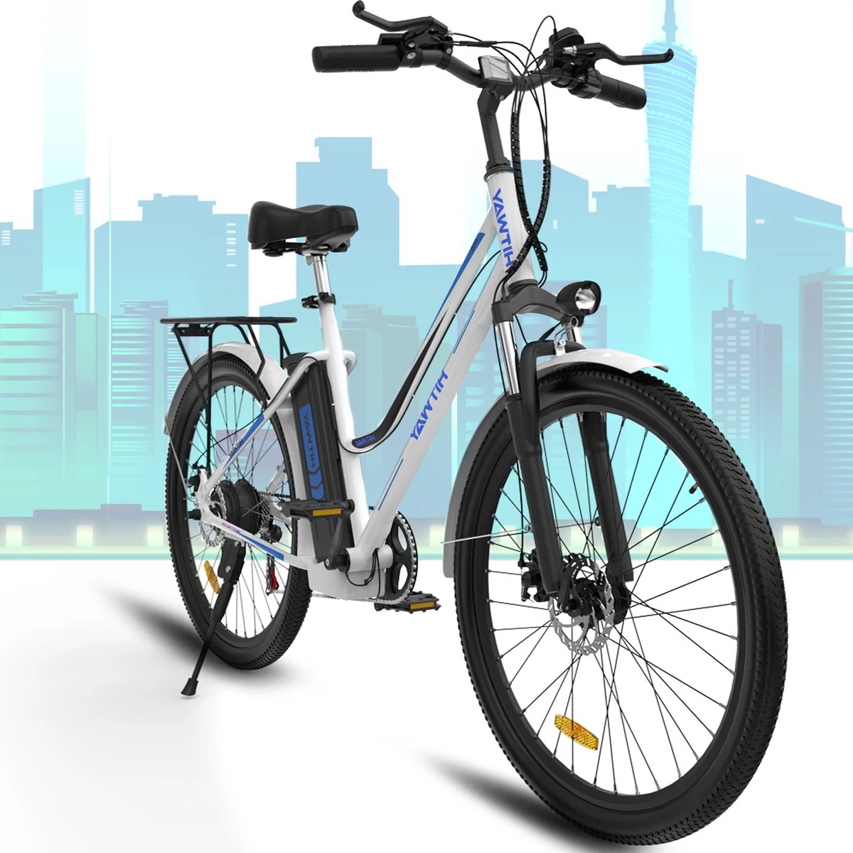 HITWAY Elektrische Fiets Voor Volwassenen | Ebikes Fietsen Stadsfiets | 250W 36V Motor | 7 VERSNELLINGSSYSTEE | 26 Inch - Wit 1 HITWAY Elektrische Fiets Voor Volwassenen | Ebikes Fietsen Stadsfiets | 250W 36V Motor | 7 VERSNELLINGSSYSTEE | 26 Inch - Wit