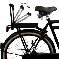 Fietskussen, Rugleuning En Voetsteuntjes - Complete Set Voor Je Fiets - Ideaal Voor Kleuter Of Schoolkind (van 5 Tot 8 Jaar)- Zwart - Comfortabel - Velcro Bevestiging - Waterafstotend