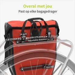 ACROPAQ Fietstas - Enkele, 25L, Waterdicht, Dragen Als Handtas En Schoudertas, Met Reflectoren - Ook Voor Elektrische Fietsen - Oranje -Fiets Serie Winkel 1200x1200 167