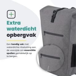 Voltano Luxe E-bike Fietstas 28L – Grijs – Pakaftas Met Laptop Vak – 100% Waterdicht - Met Gratis Schouderband -Fiets Serie Winkel 1200x1200 200