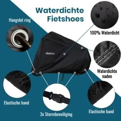 Vebics® Fietshoes Voor 1 Fiets Waterdicht - Elektrische Fiets - Fietsbeschermhoes - Stalling - Zwart -Fiets Serie Winkel 1200x1200 367