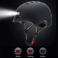 Fietshelm - Met Voor- En Achterlicht-Skatehelm - Maat-L 58-61cm-Helm Mat-Zwart - LED Verlichting -Fiets Serie Winkel 1200x1200 521