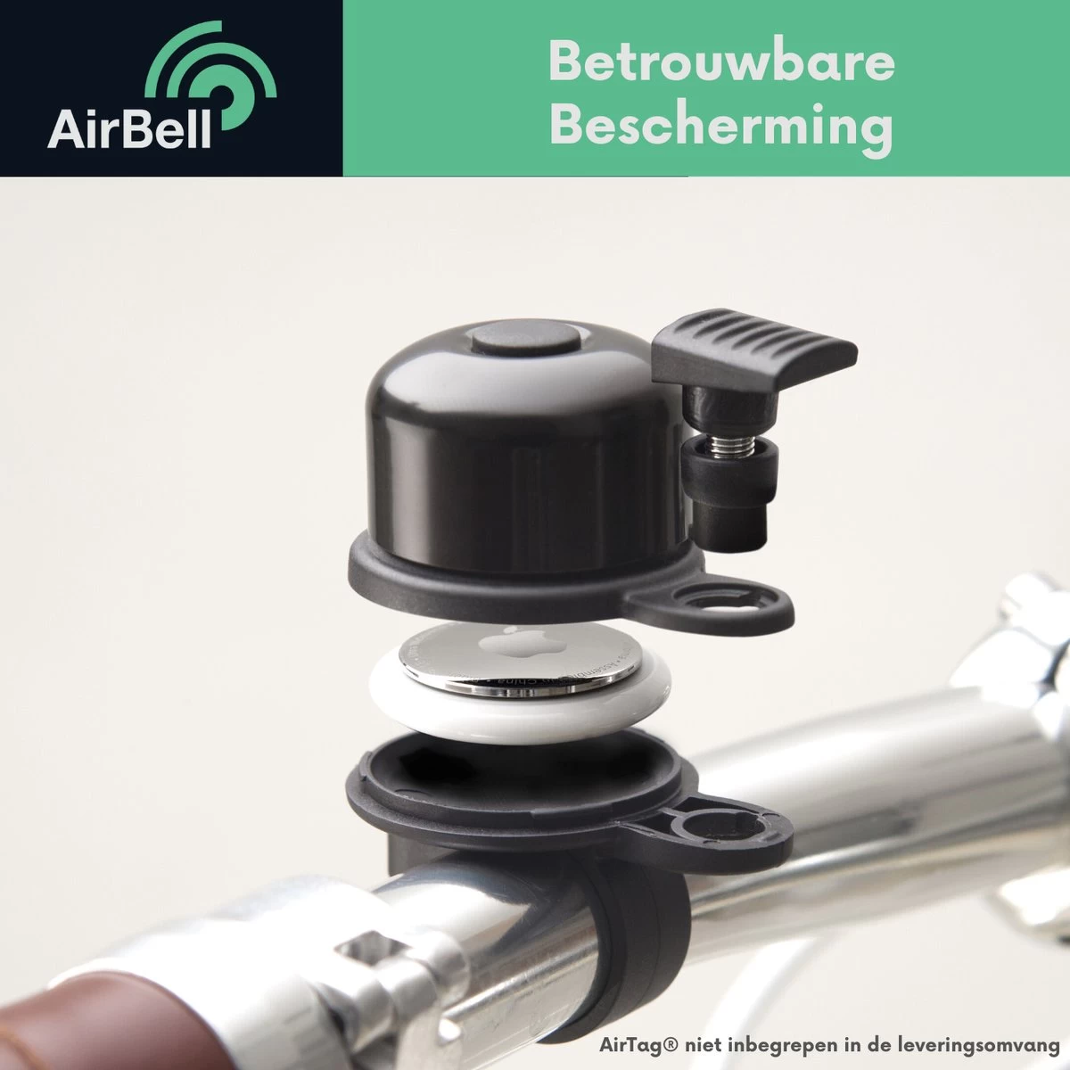 AirBell Fietsbel Voor Apple AirTag - Diefstalbeveiliging - Fietsbel 9 AirBell Fietsbel Voor Apple AirTag - Diefstalbeveiliging - Fietsbel - Afbeelding 9