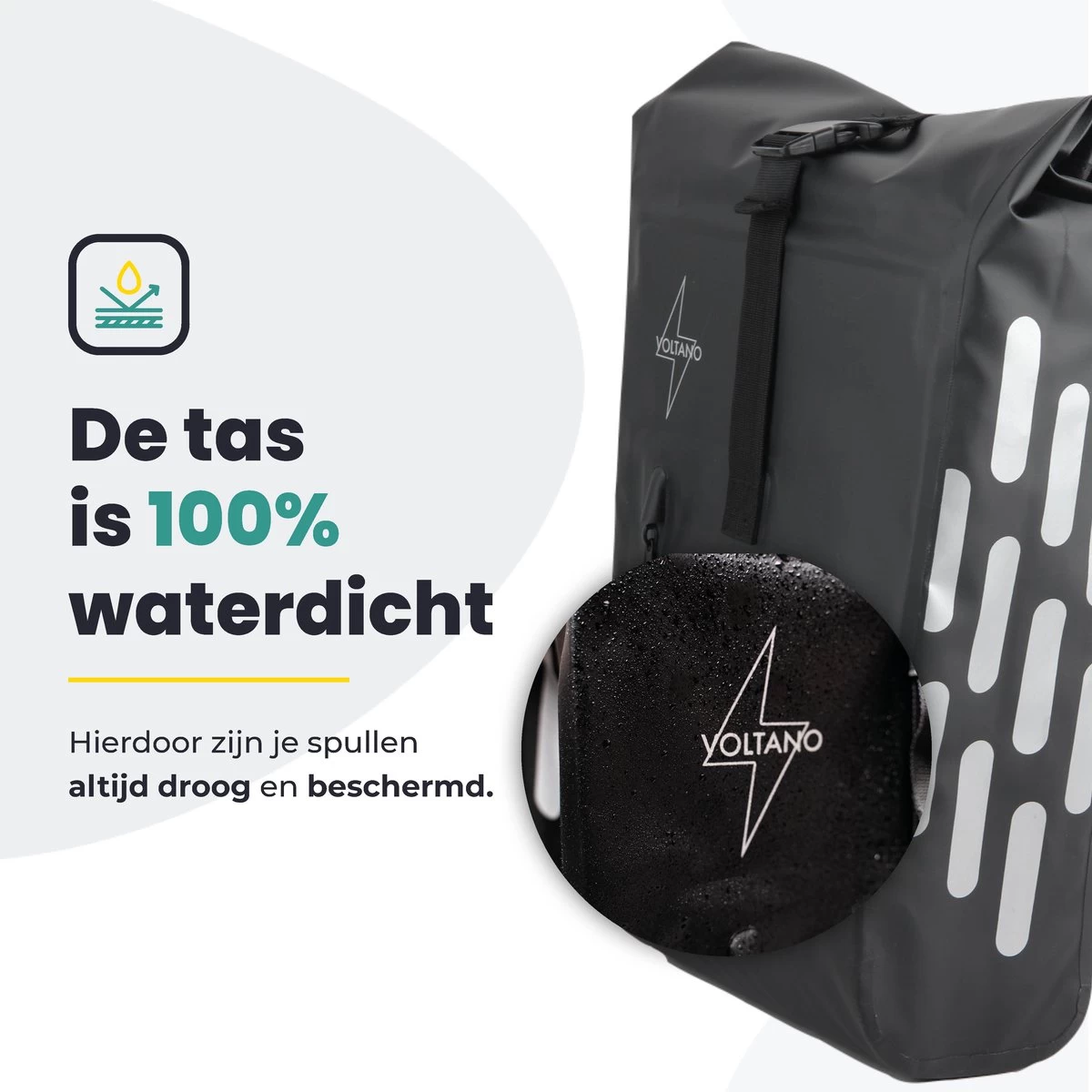 Voltano Luxe Fietstas 22L - Volledig Verstevigd - Enkele Pakaftas - Zwart - 100% Waterdicht - Hitte Gelast Voor Extra Stevigheid En 100% Waterdichtheid 4 Voltano Luxe Fietstas 22L - Volledig Verstevigd - Enkele Pakaftas - Zwart - 100% Waterdicht - Hitte Gelast Voor Extra Stevigheid En 100% Waterdichtheid - Afbeelding 4