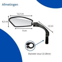 Fietsspiegel - Fietsspiegel Ebike - Links - Achteruitkijkspiegel - Fietsspiegel Op Stuur - Fiets Spiegel - Verstelbaar - Zwart - Stuurbevestiging - EJC Products -Fiets Serie Winkel 1200x1200 841
