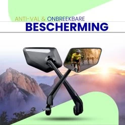 Beyond Gold - Fietsspiegel - Links - Reflectie Strip - E Step - Elektrische Fiets - Mountain Bike - Incl Grote Kijkhoek - Achteruitkijkspiegel - 360º Verstelbaar - Multifunctioneel - Incl Inbussleutel - Fiets Spiegel -Fiets Serie Winkel 1200x1200 849