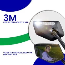 Beyond Gold - Fietsspiegel - Links - Reflectie Strip - E Step - Elektrische Fiets - Mountain Bike - Incl Grote Kijkhoek - Achteruitkijkspiegel - 360º Verstelbaar - Multifunctioneel - Incl Inbussleutel - Fiets Spiegel -Fiets Serie Winkel 1200x1200 852