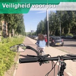 Merkloos Fietsspiegel + Reflectiestrip - Links - E-bike - Verstelbaar 360 Graden - Zwart -Fiets Serie Winkel 1200x1200 857