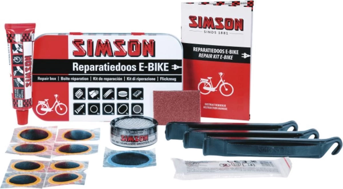 Simson Reparatieset E-bike Staal Wit/rood 14-delig 1 Simson Reparatieset E-bike Staal Wit/rood 14-delig