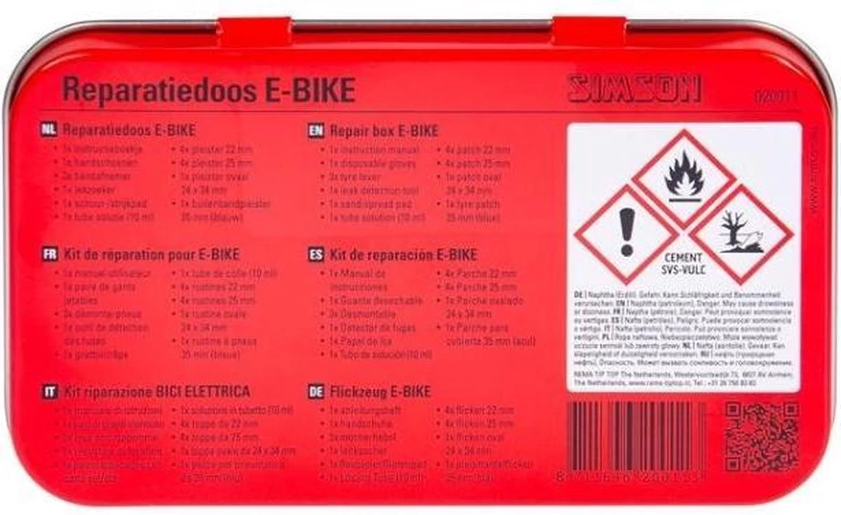 Simson Reparatieset E-bike Staal Wit/rood 14-delig 3 Simson Reparatieset E-bike Staal Wit/rood 14-delig - Afbeelding 3