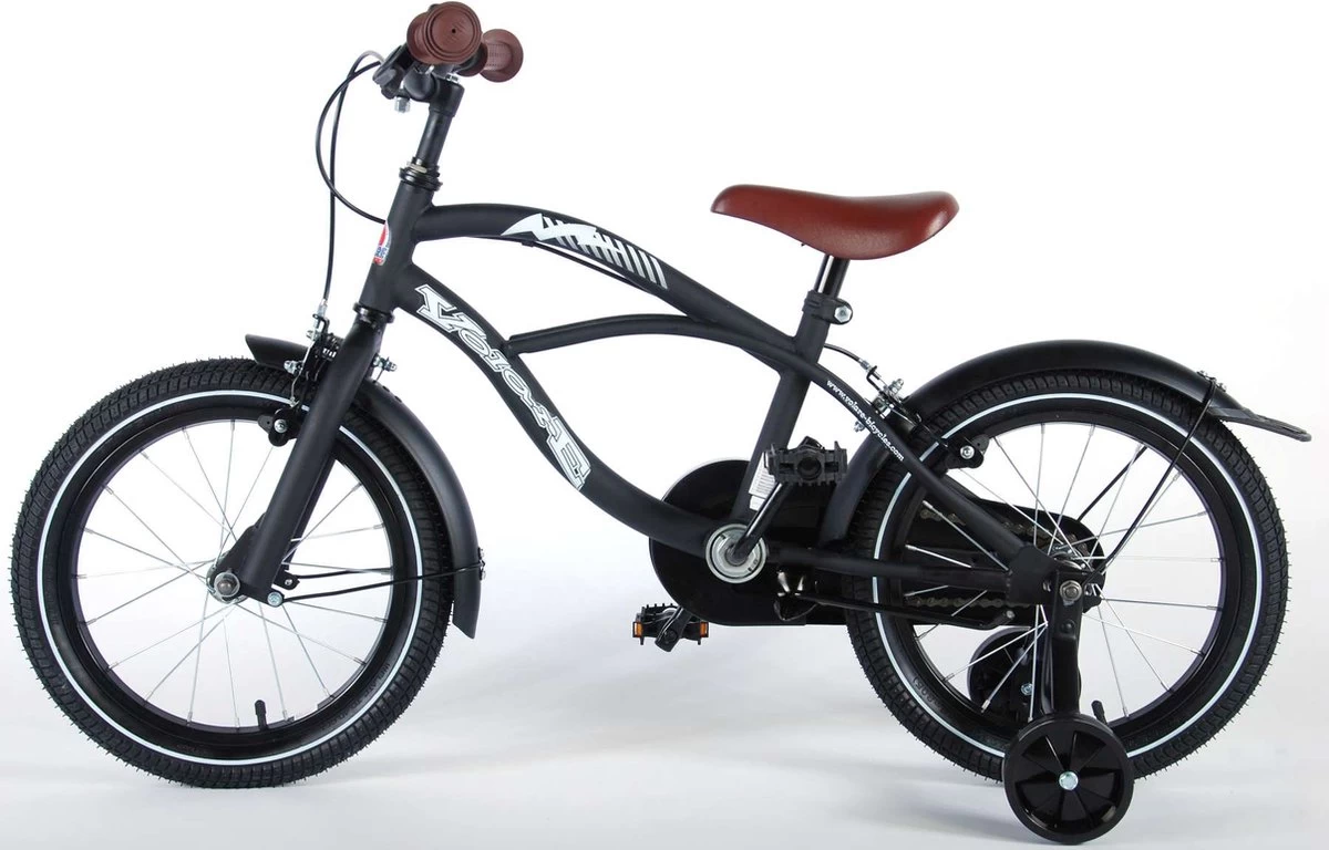 Volare Black Cruiser Kinderfiets - Jongens - 16 Inch - Zwart - 2 Handremmen 8 Volare Black Cruiser Kinderfiets - Jongens - 16 Inch - Zwart - 2 Handremmen - Afbeelding 8