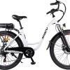 Myatu E-Bike Heren En Dames Lage Instap Met 45 Cm Aluminium Frame, 6 Versnellingen, 250 Wh Afneembare Lithium Batterij 40-80 Km Range, Trekking Ebike Met 1.95 X 26 Inch Wiel (Wit, Urban)