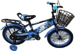 Kinderfiets - 14 Inch Kinderfiets -vanaf 3-5 Jaar Jongens En Meisjes Fietsen - Terugtrap -Rem -Stabilisatoren（2 Zijwieltjes）- Mandje - Achterbank - Blauw -Fiets Serie Winkel 1200x820 7