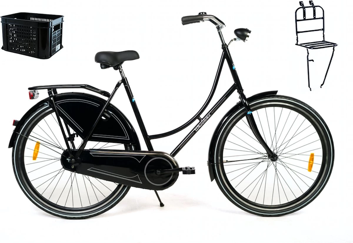 Wheelerz.nl Omafiets 28 Inch / 53cm Zwart | Incl Voordrager & Krat 2 Wheelerz.nl Omafiets 28 Inch / 53cm Zwart | Incl Voordrager & Krat - Afbeelding 2