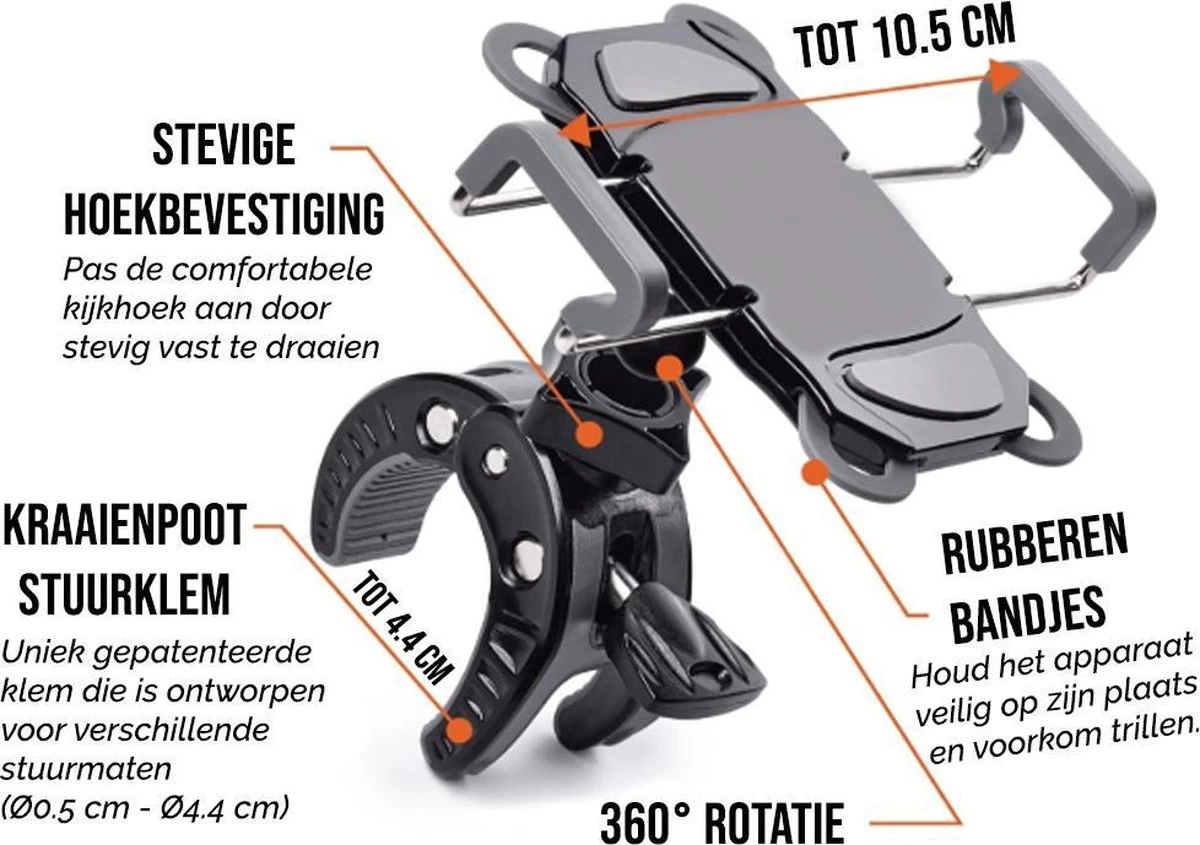 LHP Telefoonhouder Fiets/Motor/Scooter - Universeel - 360 Graden Draaibaar 3 LHP Telefoonhouder Fiets/Motor/Scooter - Universeel - 360 Graden Draaibaar - Afbeelding 3