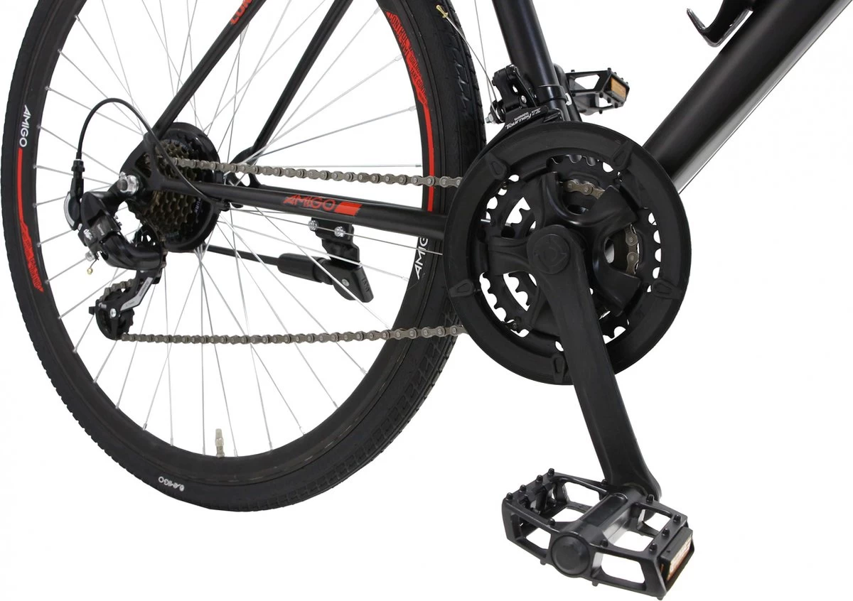 Amigo Control - Mountainbike 28 Inch - Voor Dames En Heren - Met 21 Versnellingen - Zwart/Rood 7 Amigo Control - Mountainbike 28 Inch - Voor Dames En Heren - Met 21 Versnellingen - Zwart/Rood - Afbeelding 7