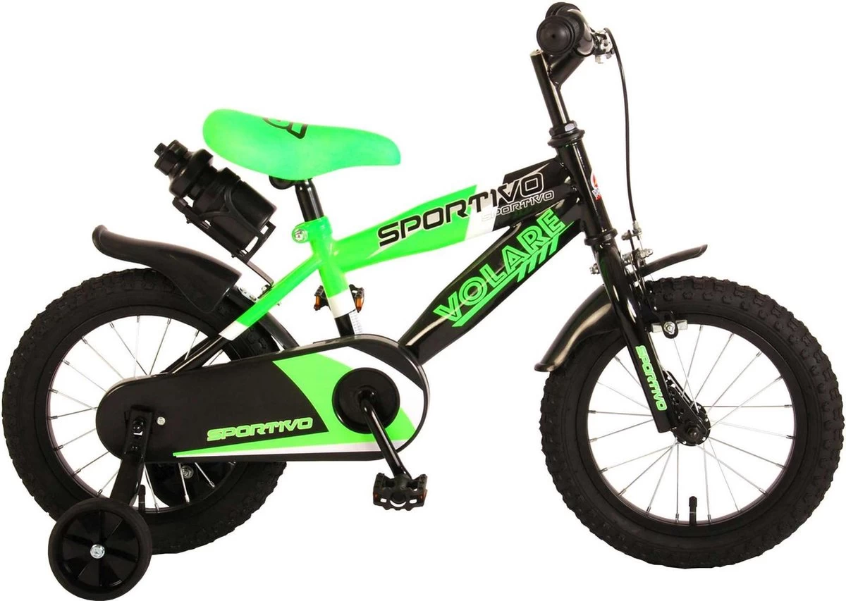 Volare Sportivo Kinderfiets - Jongens - 14 Inch - Neon Groen/Zwart - 95% Afgemonteerd 1 Volare Sportivo Kinderfiets - Jongens - 14 Inch - Neon Groen/Zwart - 95% Afgemonteerd