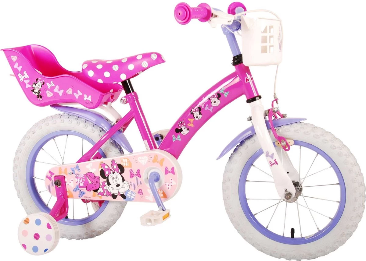 Volare Disney Minnie Cutest Ever! - Kinderfiets - Meisjes - 14 Inch - Roze 2 Volare Disney Minnie Cutest Ever! - Kinderfiets - Meisjes - 14 Inch - Roze - Afbeelding 2
