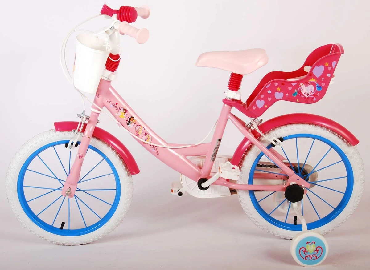 Volare Disney Princess Kinderfiets - Meisjes - 16 Inch - Roze Blauw - Twee Handremmen 3 Volare Disney Princess Kinderfiets - Meisjes - 16 Inch - Roze Blauw - Twee Handremmen - Afbeelding 3
