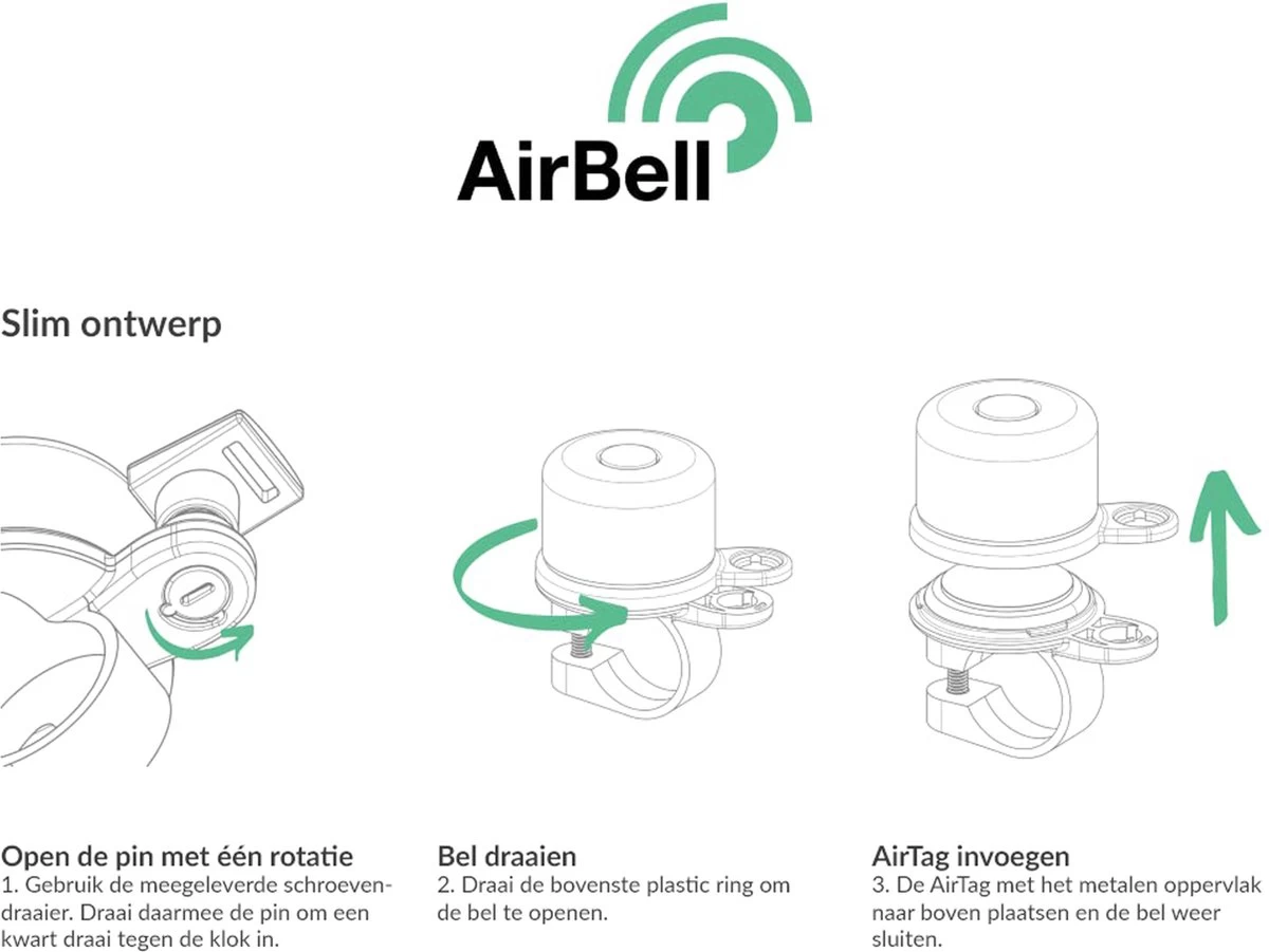 AirBell Fietsbel Voor Apple AirTag - Diefstalbeveiliging - Fietsbel 8 AirBell Fietsbel Voor Apple AirTag - Diefstalbeveiliging - Fietsbel - Afbeelding 8