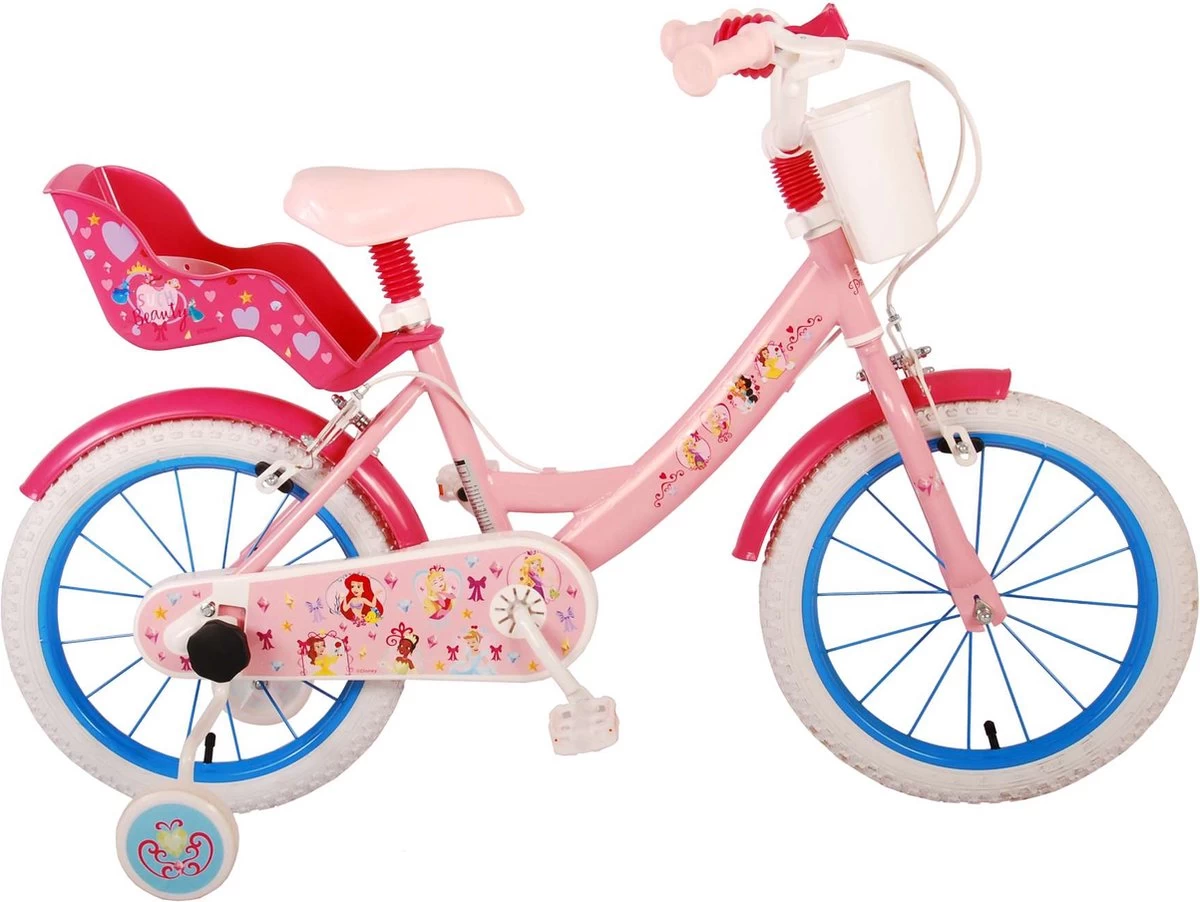 Volare Disney Princess Kinderfiets - Meisjes - 16 Inch - Roze Blauw - Twee Handremmen 6 Volare Disney Princess Kinderfiets - Meisjes - 16 Inch - Roze Blauw - Twee Handremmen - Afbeelding 6
