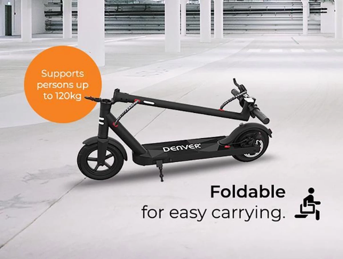 Denver Elektrische Step Volwassenen 20 Km/u - Tot 18km Actieradius - 350W - Inklapbaar - 8.5" Wielen - Aluminium Frame - LED Verlichting - SEL-85350 - Zwart 4 Denver Elektrische Step Volwassenen 20 Km/u - Tot 18km Actieradius - 350W - Inklapbaar - 8.5" Wielen - Aluminium Frame - LED Verlichting - SEL-85350 - Zwart - Afbeelding 4