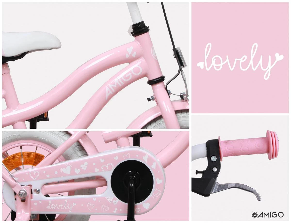 Amigo Lovely Meisjesfiets - Kinderfiets 14 Inch - Roze 12 Amigo Lovely Meisjesfiets - Kinderfiets 14 Inch - Roze - Afbeelding 12