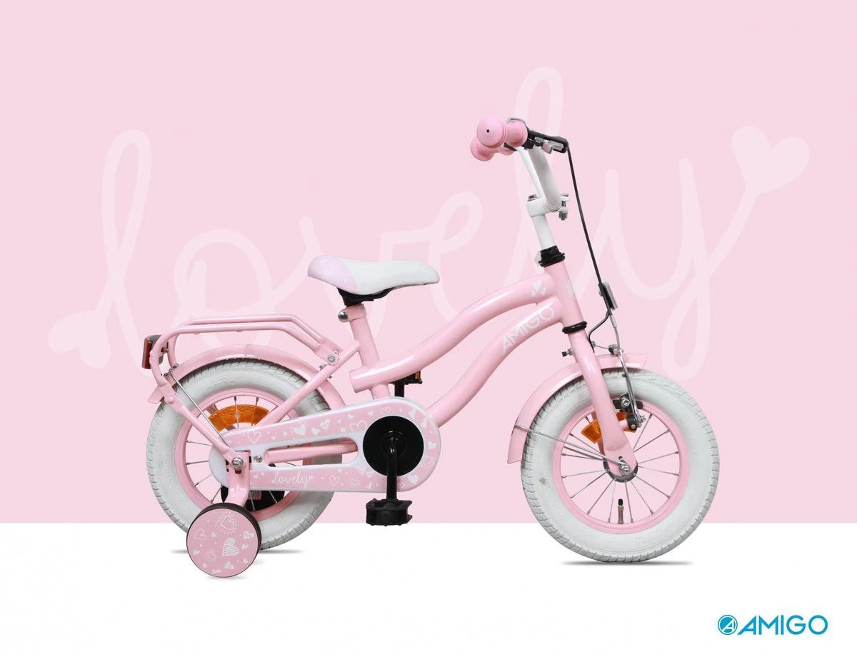 Amigo Lovely Meisjesfiets - Kinderfiets 14 Inch - Roze 8 Amigo Lovely Meisjesfiets - Kinderfiets 14 Inch - Roze - Afbeelding 8