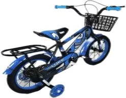 Kinderfiets - 14 Inch Kinderfiets -vanaf 3-5 Jaar Jongens En Meisjes Fietsen - Terugtrap -Rem -Stabilisatoren（2 Zijwieltjes）- Mandje - Achterbank - Blauw -Fiets Serie Winkel 1200x935 9