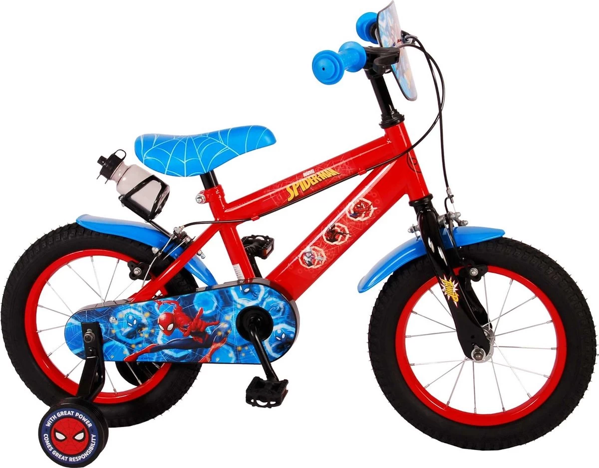 Spider-Man Kinderfiets - Jongens - 14 Inch - Rood/Blauw - Twee Handremmen 1 Spider-Man Kinderfiets - Jongens - 14 Inch - Rood/Blauw - Twee Handremmen