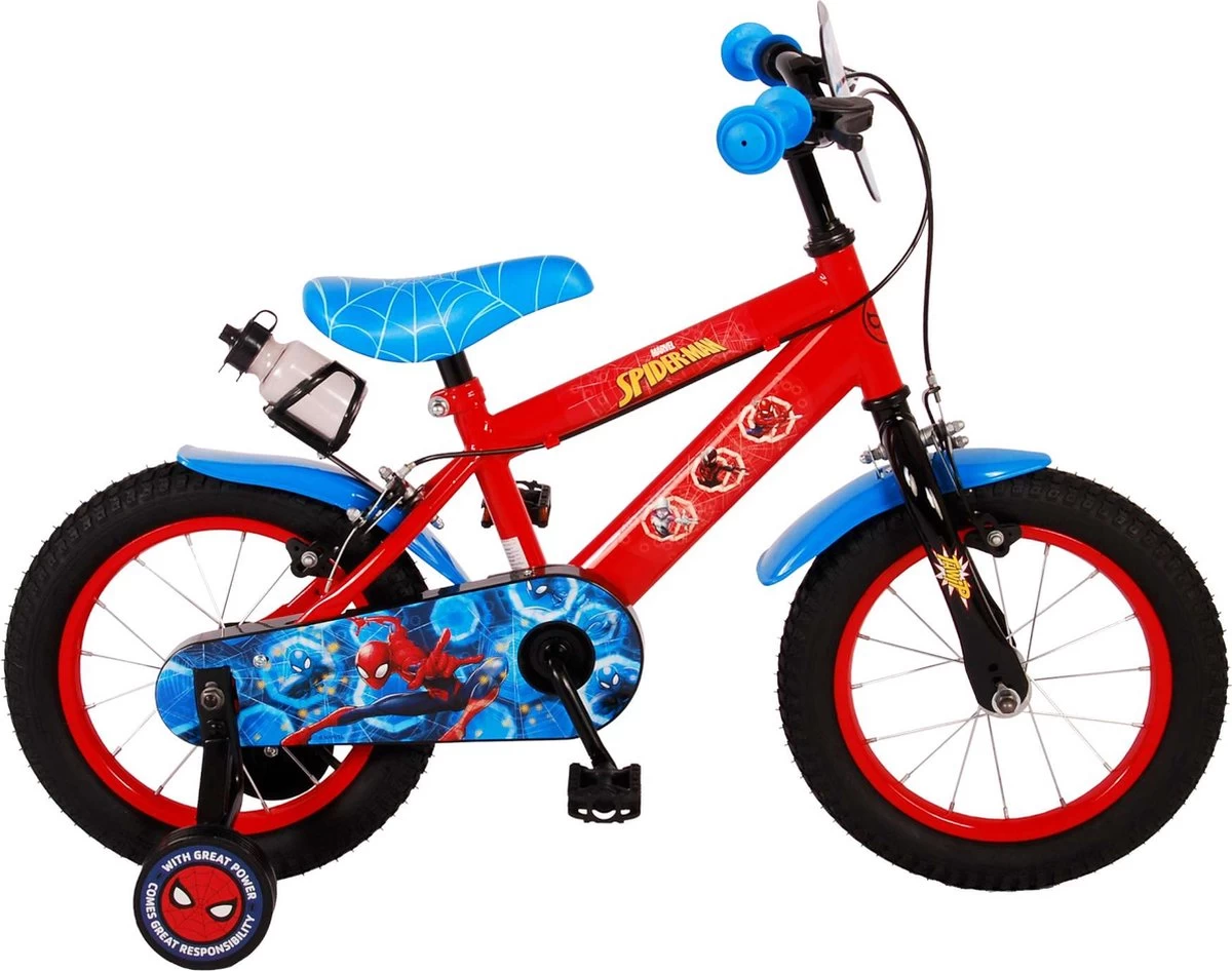 Spider-Man Kinderfiets - Jongens - 14 Inch - Rood/Blauw - Twee Handremmen 7 Spider-Man Kinderfiets - Jongens - 14 Inch - Rood/Blauw - Twee Handremmen - Afbeelding 7