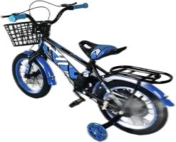 Kinderfiets - 14 Inch Kinderfiets -vanaf 3-5 Jaar Jongens En Meisjes Fietsen - Terugtrap -Rem -Stabilisatoren（2 Zijwieltjes）- Mandje - Achterbank - Blauw -Fiets Serie Winkel 1200x970 4