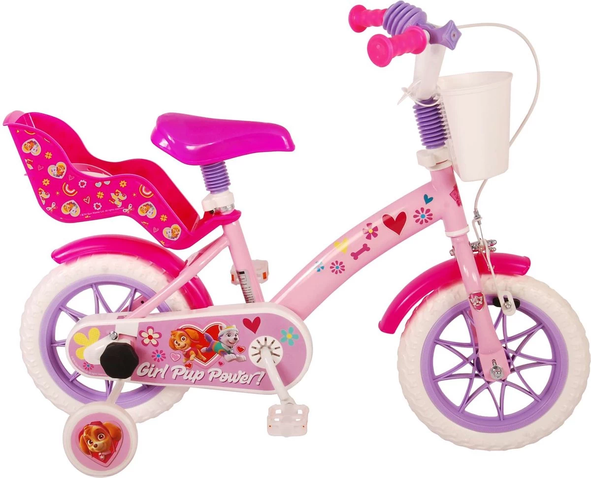 Volare Paw Patrol Kinderfiets - Meiden - 12 Inch - Roze - Doortrapper 1 Volare Paw Patrol Kinderfiets - Meiden - 12 Inch - Roze - Doortrapper