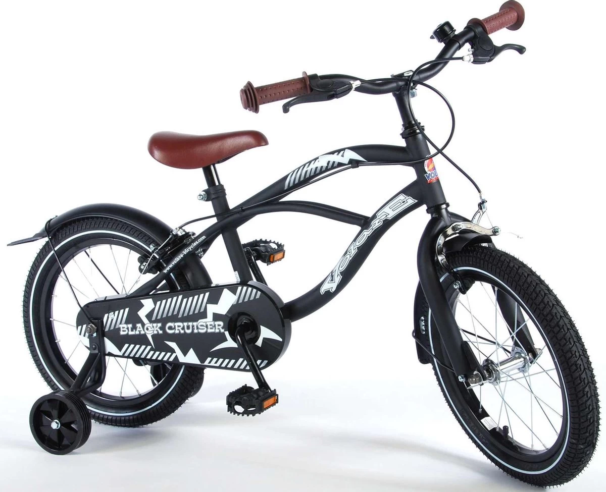 Volare Black Cruiser Kinderfiets - Jongens - 16 Inch - Zwart - 2 Handremmen 4 Volare Black Cruiser Kinderfiets - Jongens - 16 Inch - Zwart - 2 Handremmen - Afbeelding 4